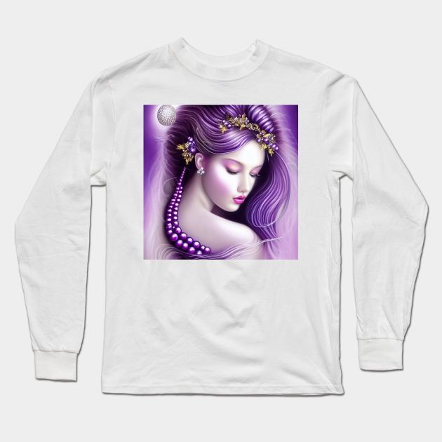 Magical Fairy Princess With Pearls & Tiara Long Sleeve T-Shirt by The Little Store Of Magic